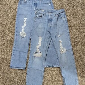 Levi's 501 Light Blue Distressed Boyfriend Jeans Lot